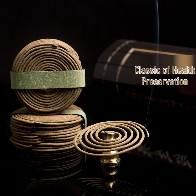 Aged Mugwort Incense and Burner Set - Includes 4-Hour Coil, Stick Incense, Spices, and Qichun Ring.