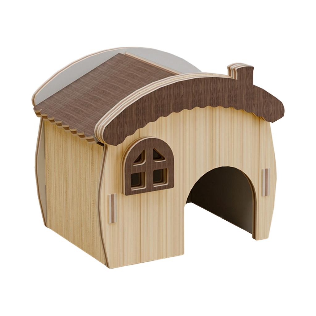 Wooden Small Animal Hideout House for Hamsters and Dwarf Hamsters Natural Solid Wood Pet Shelter Small Animal Nesting Toy