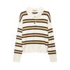 European and American Style, New Women's Clothing, Foreign Style Fashionable Casual Striped POLO Shirt Neck Knitted Sweater