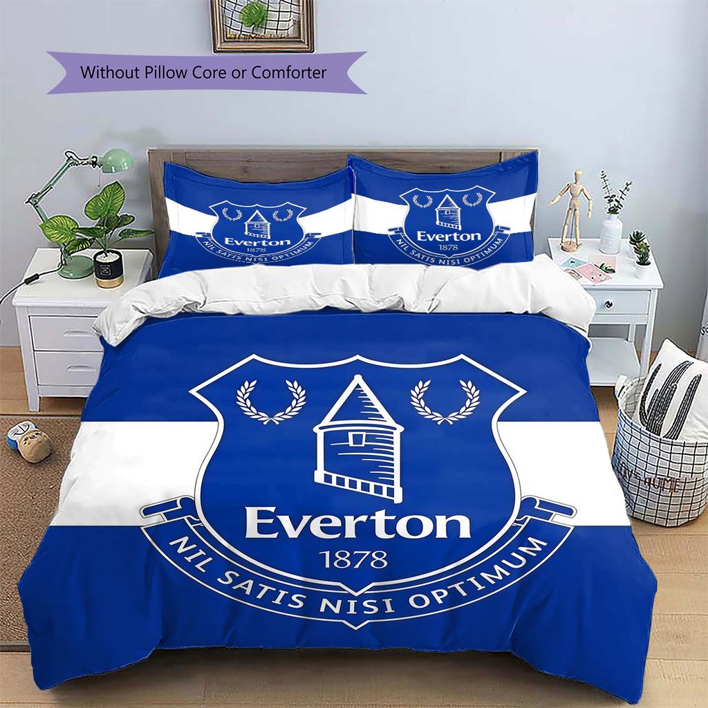 Everton F.C Pattern Bedding,Quilt Set Quilt Cover Pillowcase Home Birthday Gift(1 * duvet cover + 2 * pillowcase, without core)