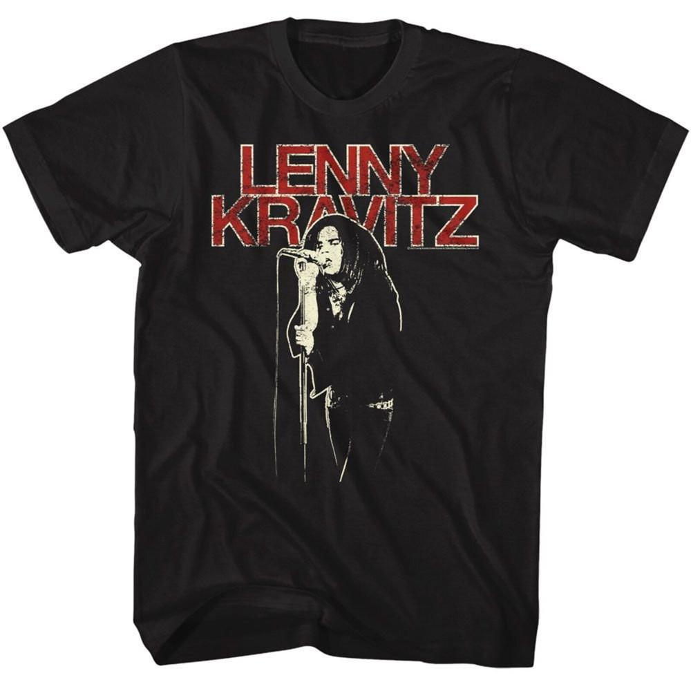 Lenny Kravitz Distress Text Black Adult T-Shirt Unisex T-Shirt M
