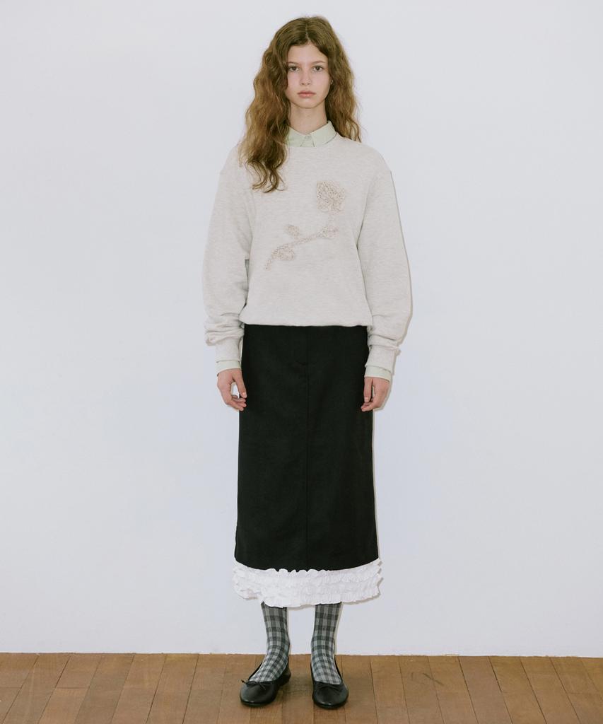 Sinun Frill Long Skirt (Black)