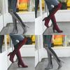 Elegant Women Boots Over Knee High Heel Stylish Winter Autumn Slip-on Lace-up Shoes