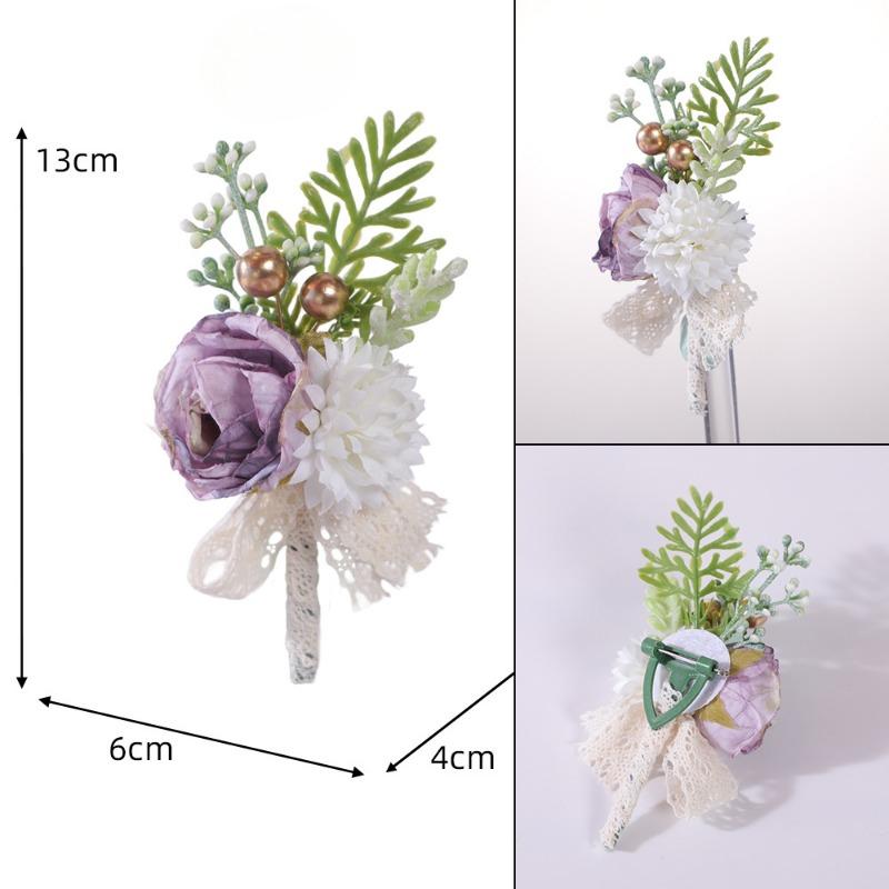 Bride Bridesmaid Brooch Wrist Flower Artificial Rose Brooch Opening Ceremony Sister Lapel