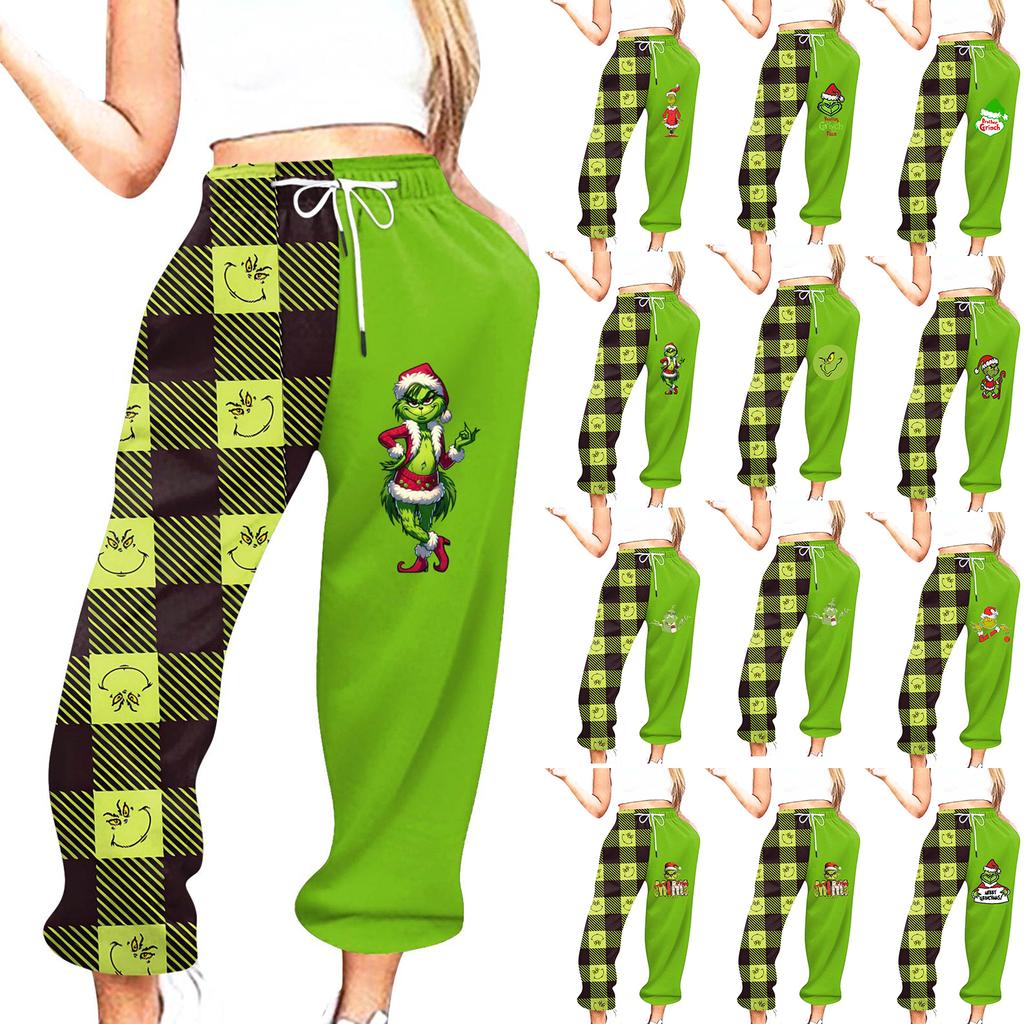 Women's Casual Fashion Christmas Printed Casual Sweatpants Elastic Waist Drawstring Pants