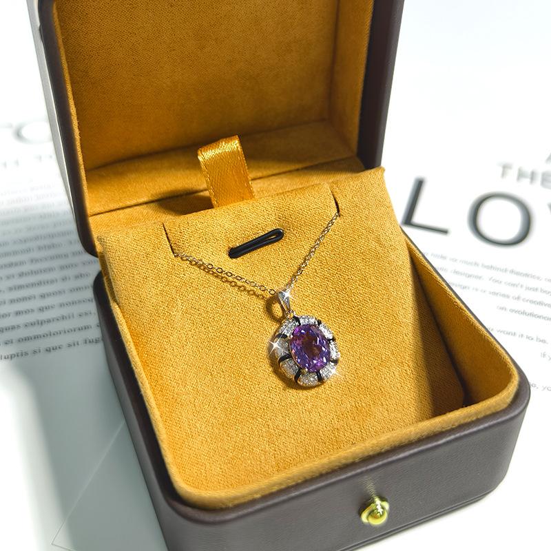 S925 Silver Necklace with Natural Topaz/Crystal Pendant, Colorful Gemstone Jewelry for Women