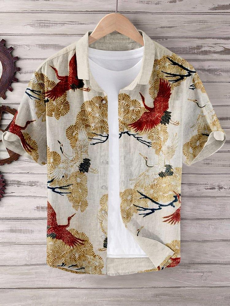 Direct Sales of National Style Short-sleeved Shirts Men's Tops Wholesale Cardigan 1D Digital Printing National Trend