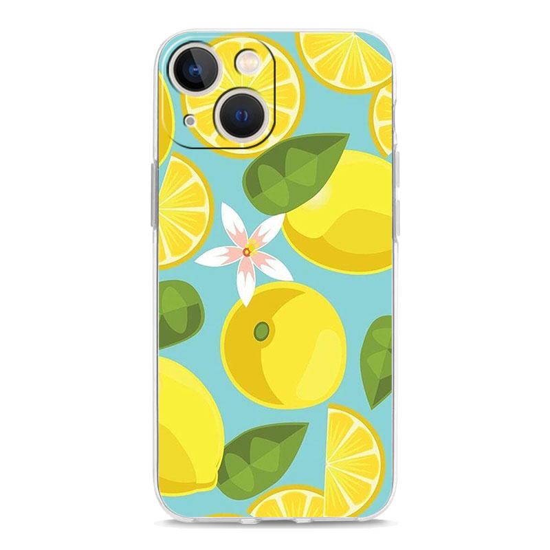 Mediterranean Lemon Luxury Transparent Soft Phone Case For iPhone 14 13 12 11 Pro Max XS X XR SE 7 8 Plus Shockproof Clear Cover