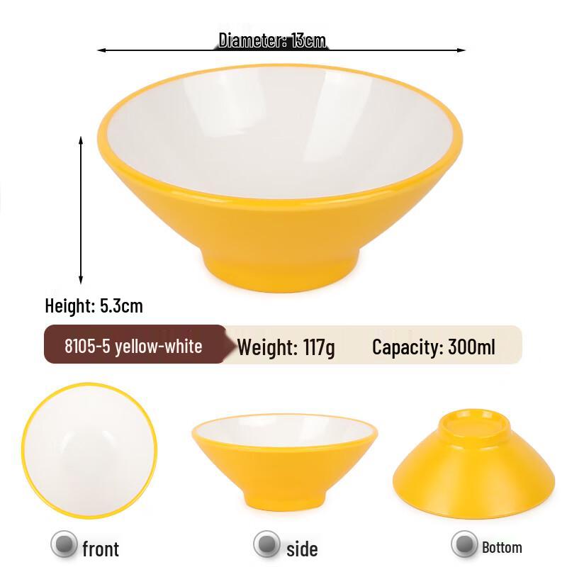 10-Pack Dual-Color Melamine Small Bowls