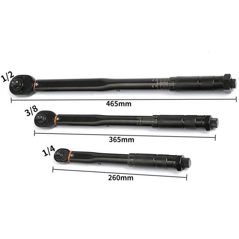 Hochwertiger schwarzer Drehmomentschlüssel Einstellbarer voreingestellter Drehmomentschlüssel 1/4“ 3/8” 1/2"