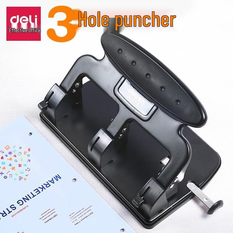 Deli 0116 Heavy-Duty 3-Hole Paper Punch