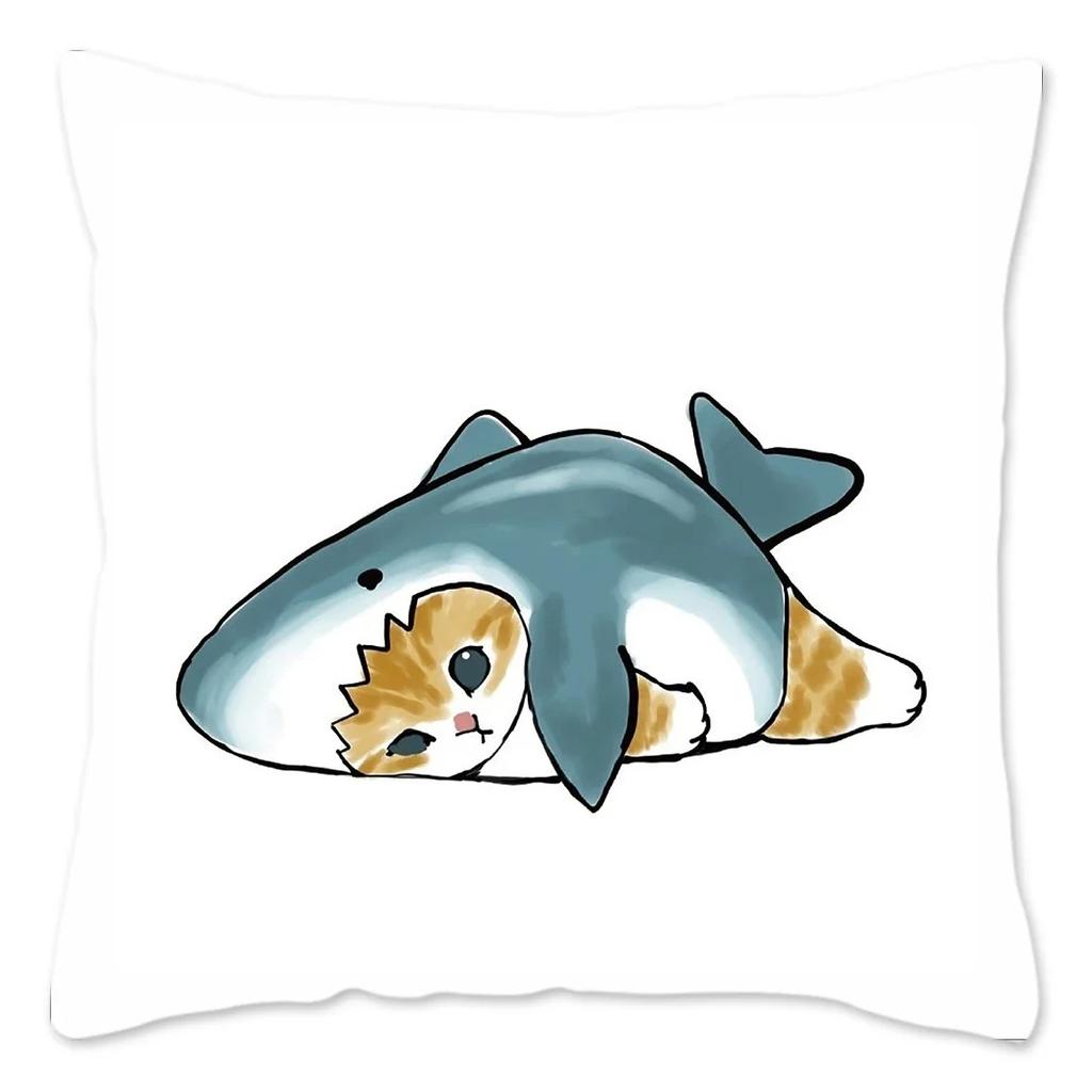 Luxury Home Decor Pillowcase Cat Shark Creative Pattern Cushion Cover Living Room Sofa Cushion Cover