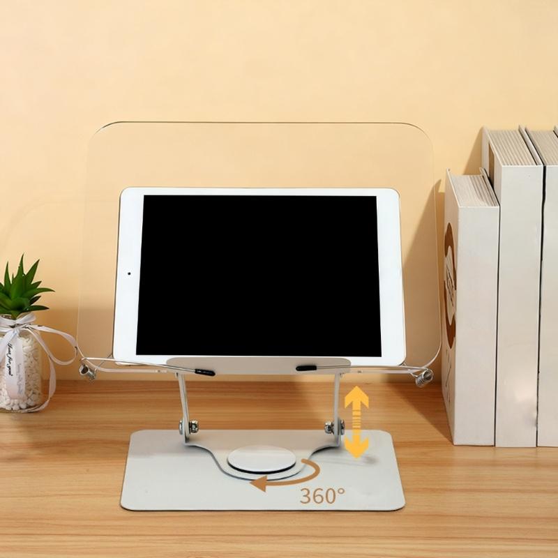 Ergonomický nastavitelný stojan na knihy s pružinovým klipem pro čtení, vaření, kancelář, otočná základna o 360°, skládací, přenosný design