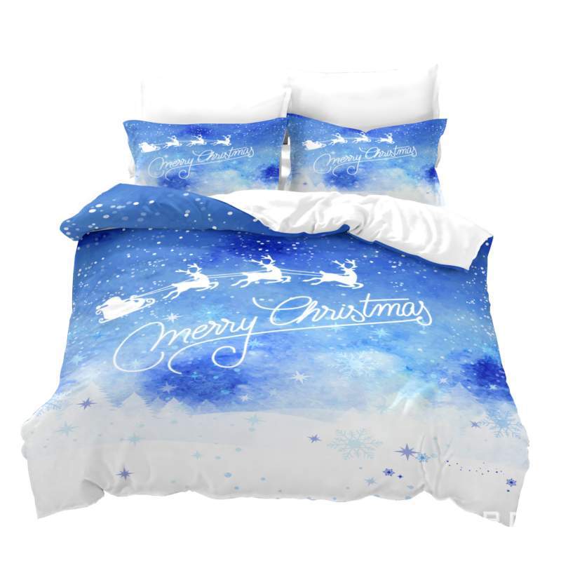 Christmas Gift 3D Digital Printing Kit Quilt Cover Three-Piece Set