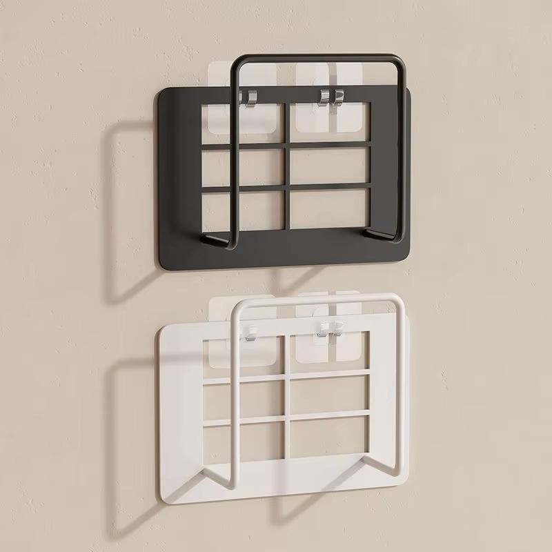 Easy To Install Wall Mount Router Stand Rack for Storage Box Bracket and Top Box No Drilling Required Wi-Fi Rack White Cast Iron