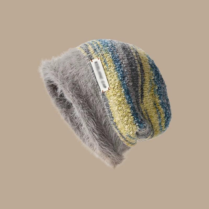 Stacking Hats for Children In Winter Big Head Circumference Woolen Yarn Hats Warm Buns Knitted Cold Hats