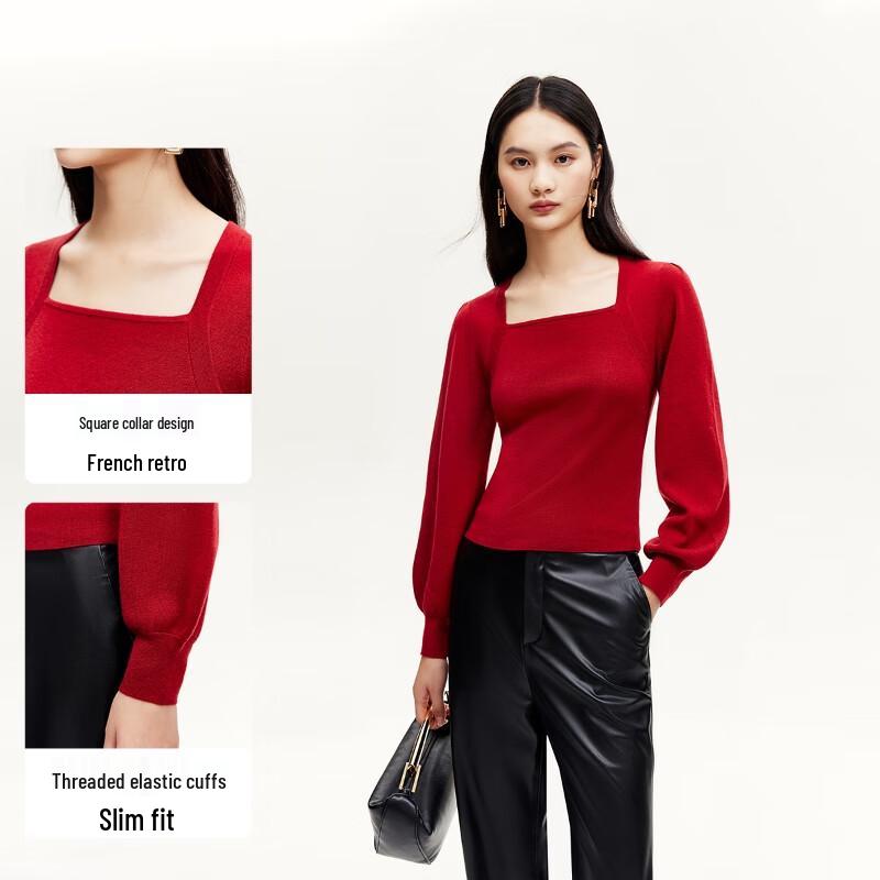 Veromoda Square Neck Lantern Sleeve Knit Top