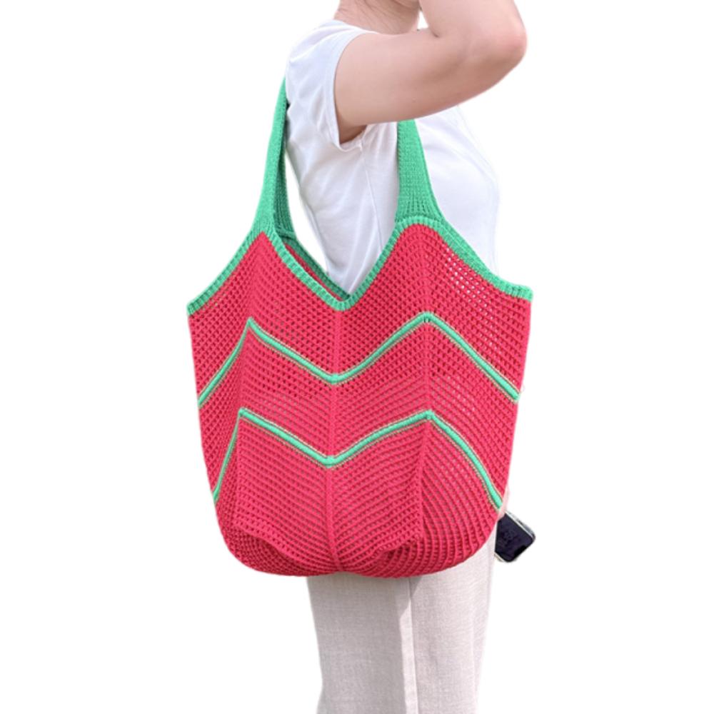 Sweet Knitted Shoulder Bag Hollowed Out Beach Bag Fashion Crochet Tote Bag  Summer