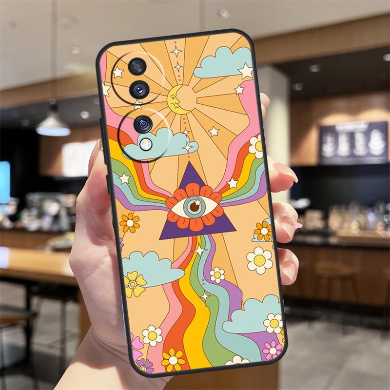retro Groovy hippie boho rainbow Case For Honor Magic 8 6 7 Pro Honor 400 200 70 90 Lite X8b X8c X9a X9b X9c X9d Win RT Cover