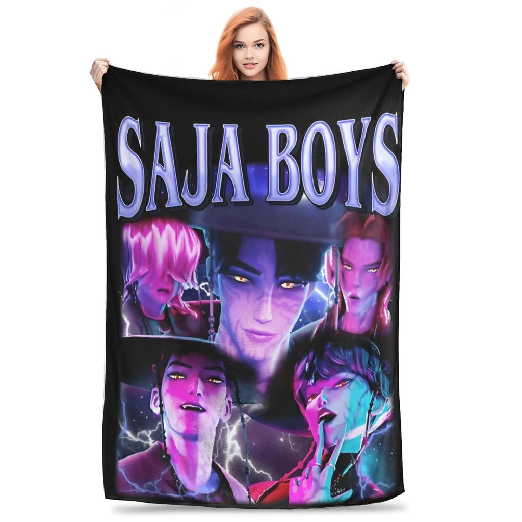 K-Pop D-emon H-unters Anime flannel blanket, soft and comfortable, suitable for home travel party gifts