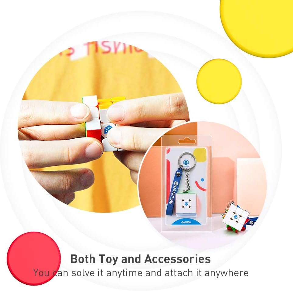 GAN 330 Mini Cubo Suave Mini Cubo Bolsita Llavero Clásico Minimalista Exquisito Sin Pegatinas Cubo, 3x3cm, Auténtico, Rotación, Sin Pegatinas, Llavero, Adorno,