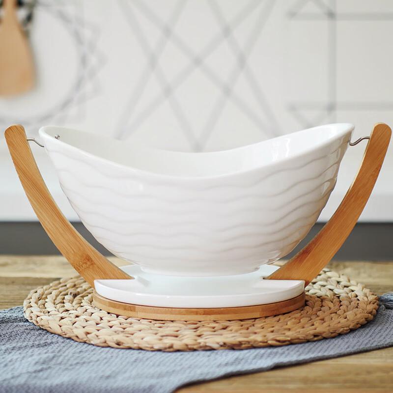 Minimalist Ceramic Fruit Basket with Drainage Tray