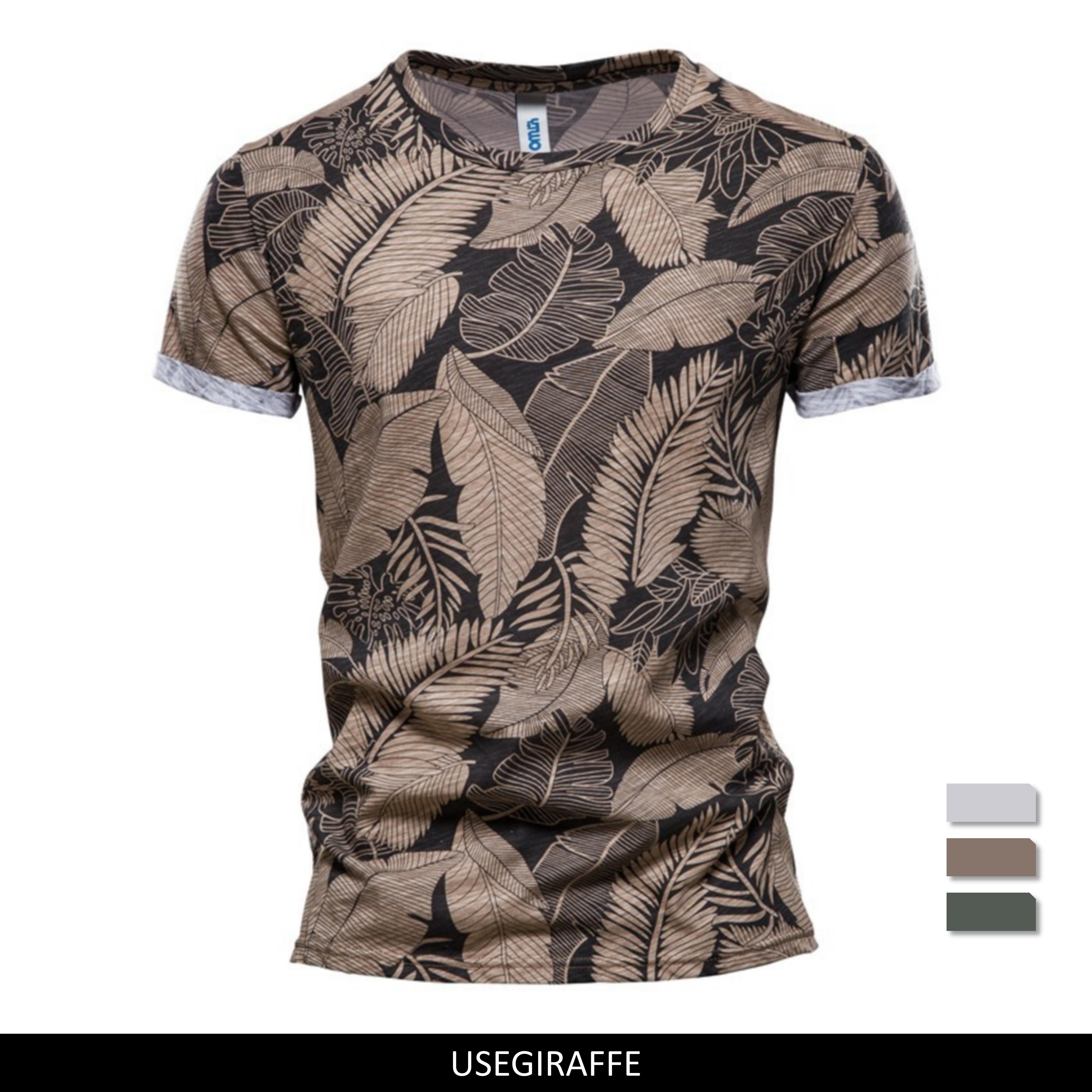 

2021 новые летние футболки с принтом листьев, мужские футболки с круглым вырезом, 100% хлопок, с короткими рукавами, летние мужские топы, футболки