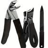 3PC stainless steel elbow nail clipper non-slip rubber and plastic handle nail clipper large opening single nail clipper set