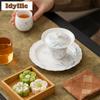 120ml Hand-painted Wisteria Flower Gaiwan Handmade Tea Tureen Tea Bowl With Lid Kit Tea Brewing Cover Bowl Tea Items Gift Craft