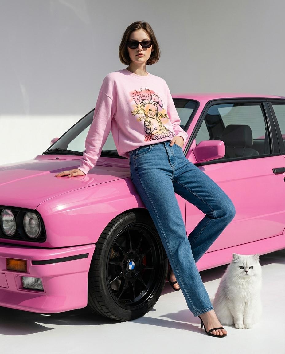 Свитшот с графическим принтом Blow Bear Pink