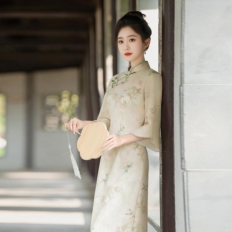 National Style New Chinese Style Daily Suzhou Long Sleeve Autumn Cheongsam Improved Young 1011 New Women's Premium Spring and Autumn