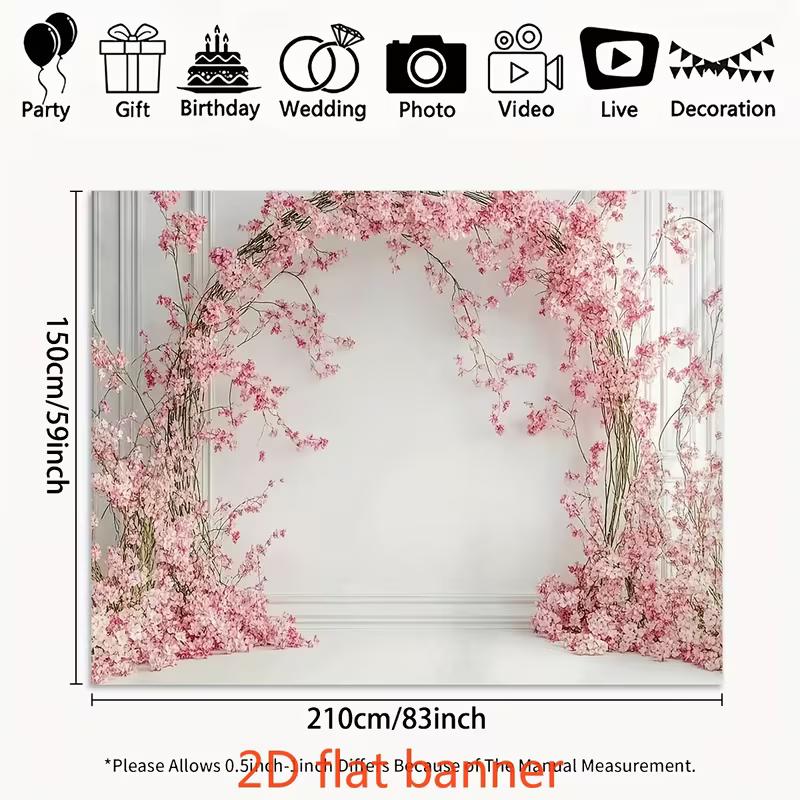 2D Floral Cherry Blossom Backdrop for Baby Shower & Spring Party Decor
