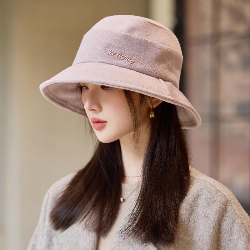 

Осенне-зимняя шляпа женская с широкими полями делает лицо маленьким, модная универсальная шляпа-ведро, шляпа-ведро с чувством высокого класса One Size