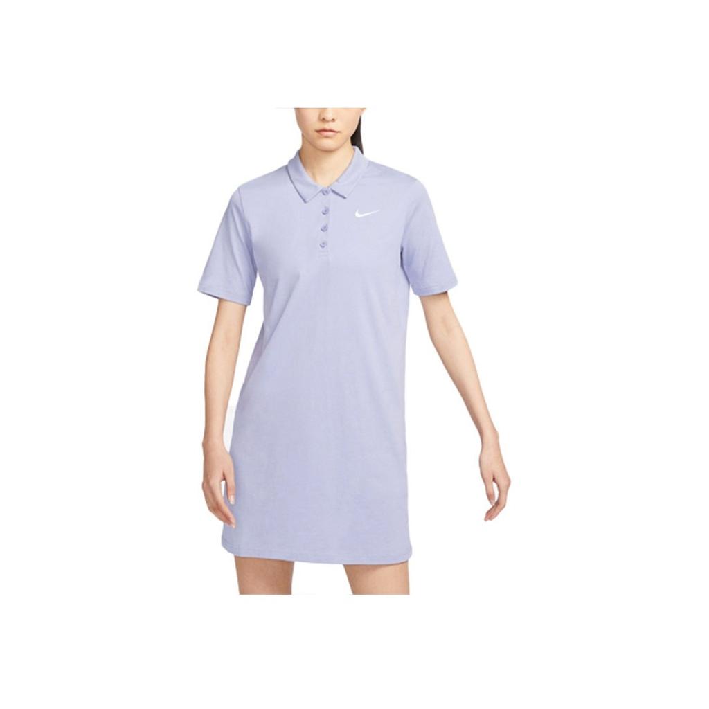 Nike Solid Logo Minimalist Sport Easy Wear Polo Dress Women Dresses Mist-Gray-Blue FN3708-513