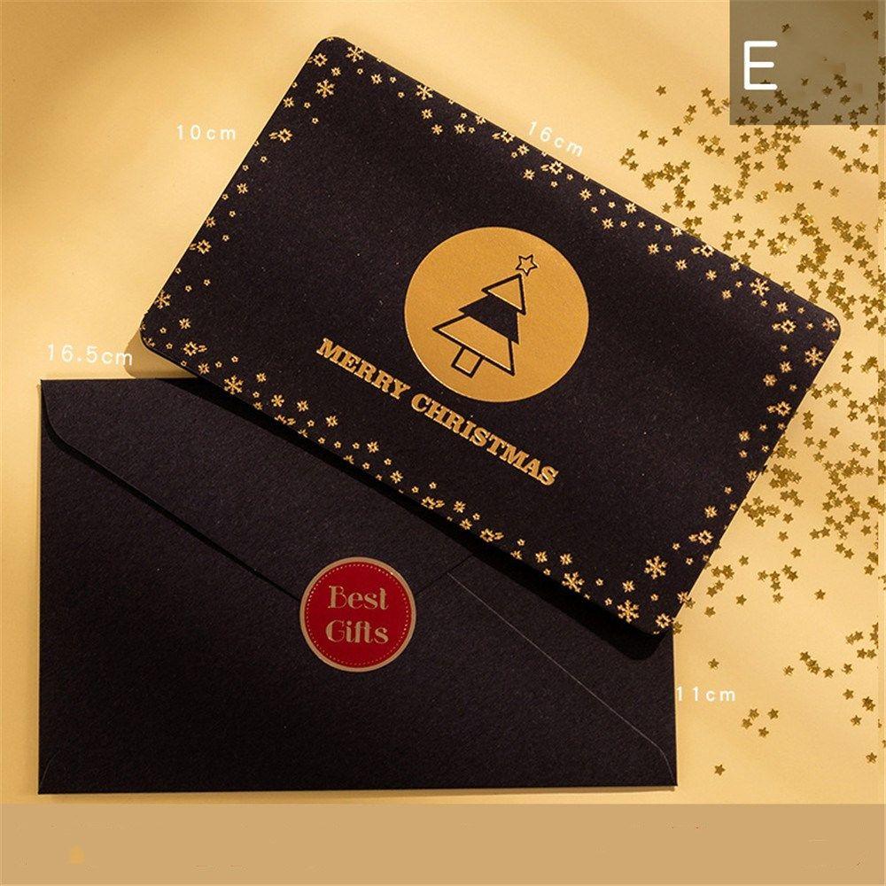 Card Cards with Envelopes Stickers Christmas Greeting Card Blessing Merry Christmas Bronzing
