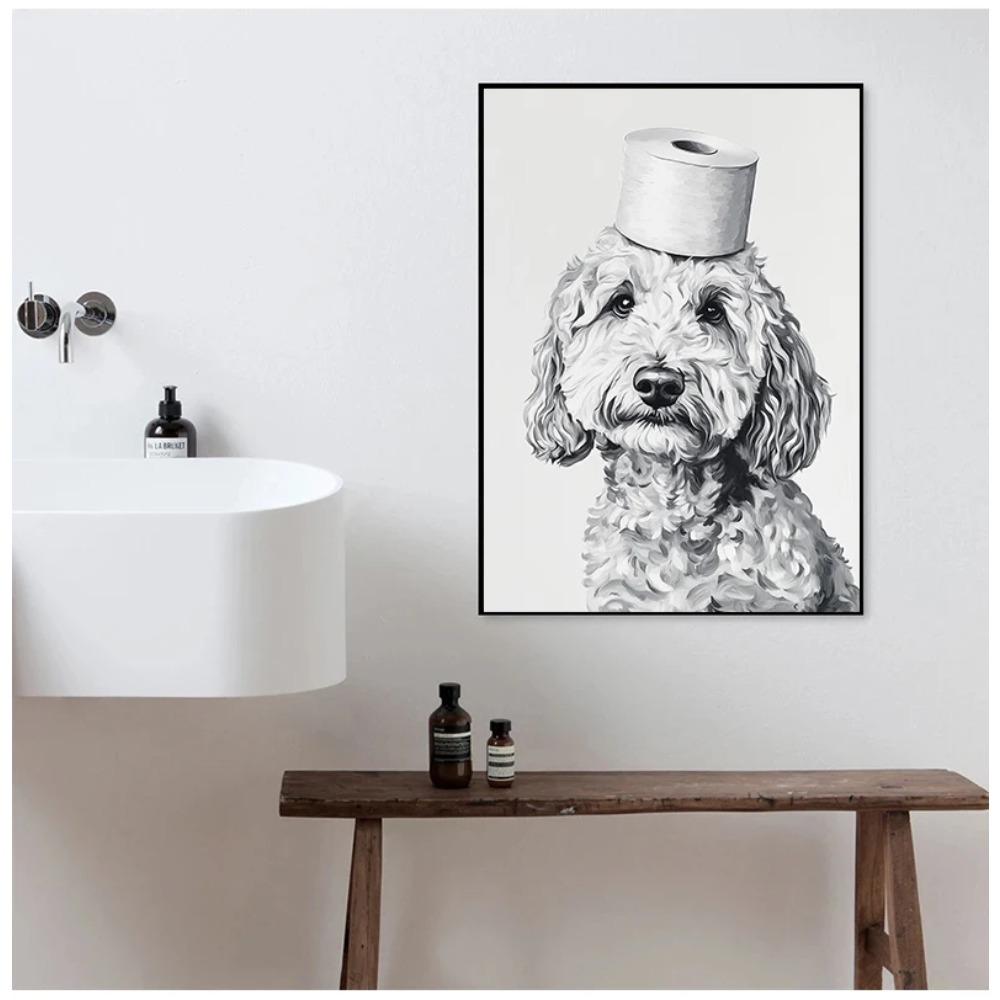 Schwarz-Weiß Tier Badezimmer Poster Eule Weihnachts-Countdown Otter Drucke Leinwand Malerei Wandkunst Bild Heim Badezimmer Dekor