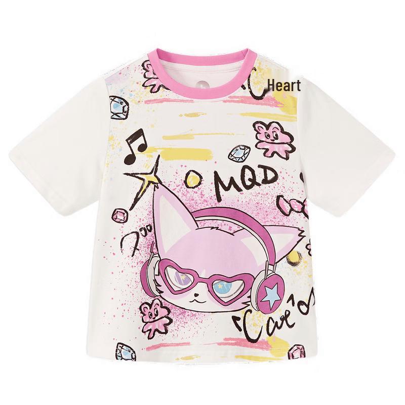 MQD Girls' 7A Antibacterial Cooling Cartoon Short Sleeve T-Shirt
