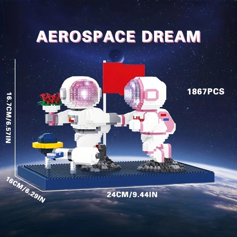 Non-Toxic 1867Pcs Astronaut Building Block Spaceman Model Assembly Bricks Toys With Light Desktop Decoration Kids Toys Birthday Gifts