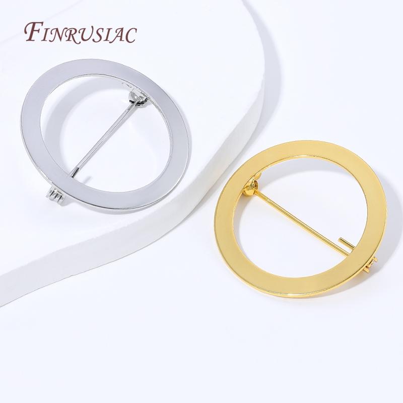 18K Gold Plated Round Brooch Pin Base,Open Circle Blank Brooch Setting,DIY Jewelry Making Accessories For Emblem Badge