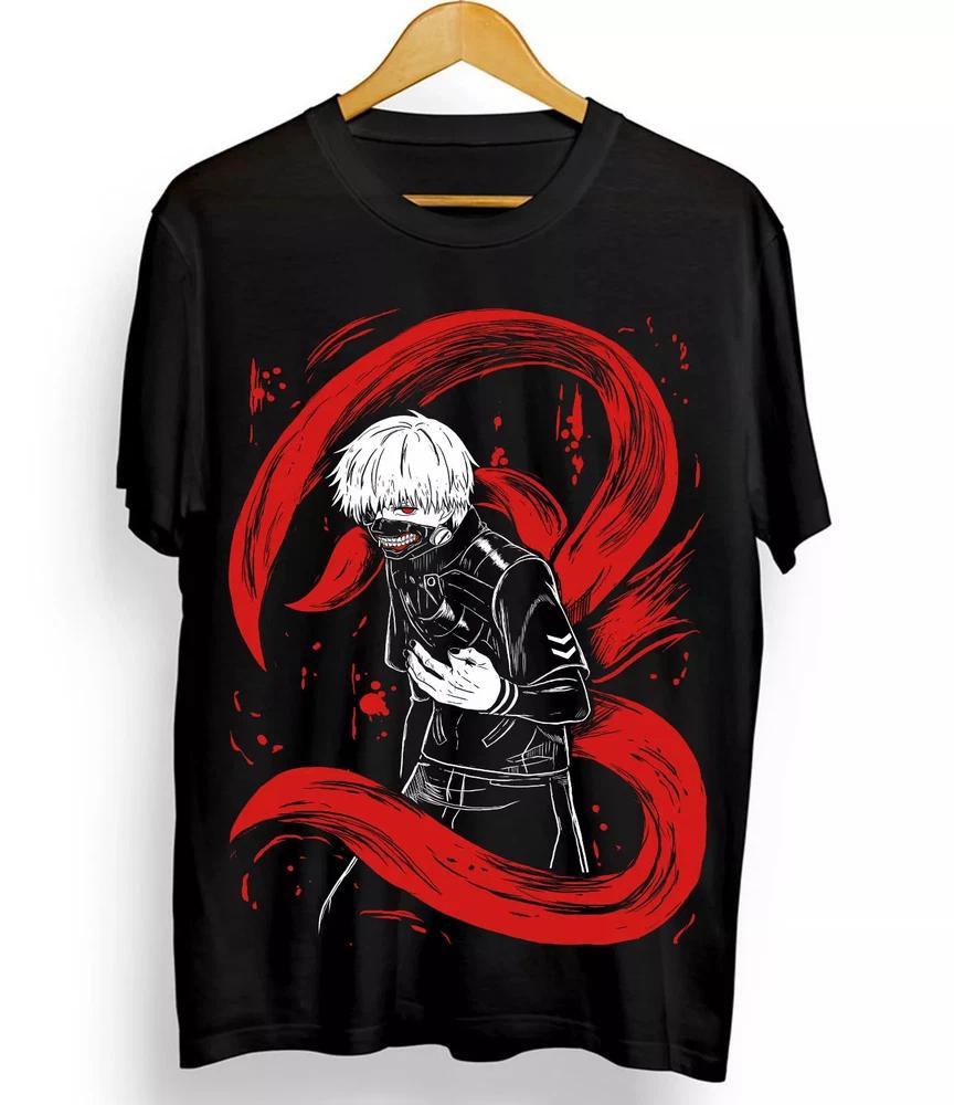 Tokyo Ghoul Tshirt Ken Kaneki Unisexga Strip Horror Anime Tshirt Black S