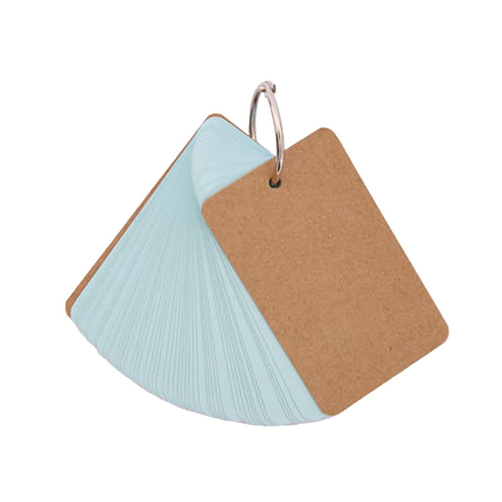 50Sheets Unlined Index Cards with Binder Rings Revision Card Punched Note Card Unruled Study Card Flashcard for Learning
