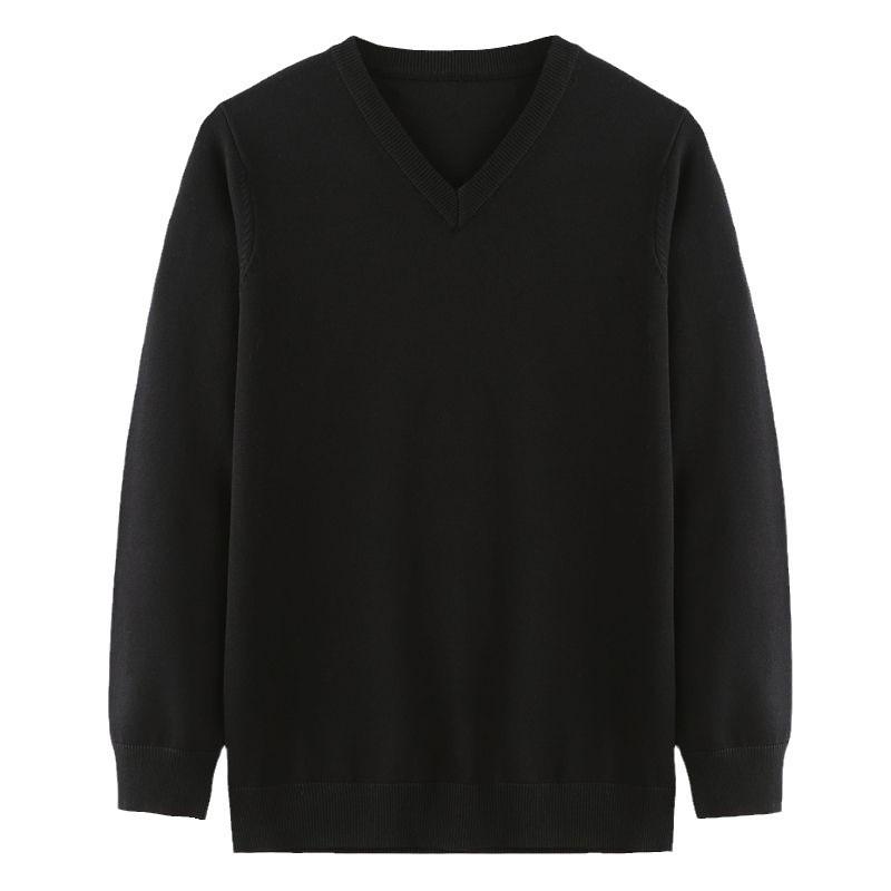 2024 Men's V-neck Solid Color Wool Knit Pullover Sweater