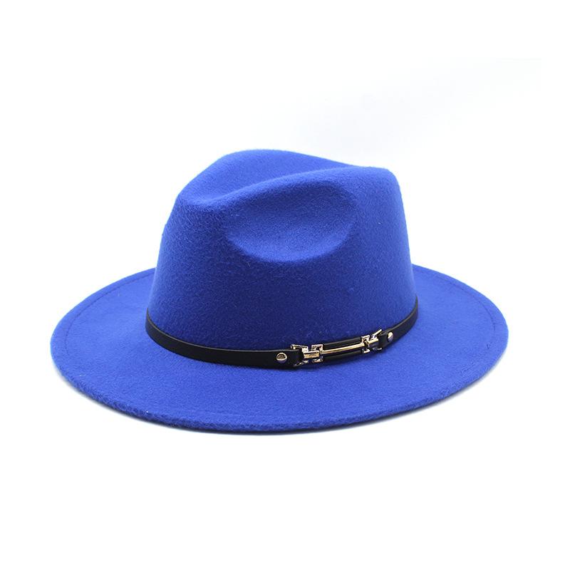 Wool Top Hat Jazz Hat Retro Black Wool Woolen Jazz Hat Flat-Brimmed Big Eaves Hat Jz-70