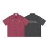 American vintage letter embroidered short-sleeve shirt for men and women, trendy brand loose red pink plaid casual couple commuter shirt