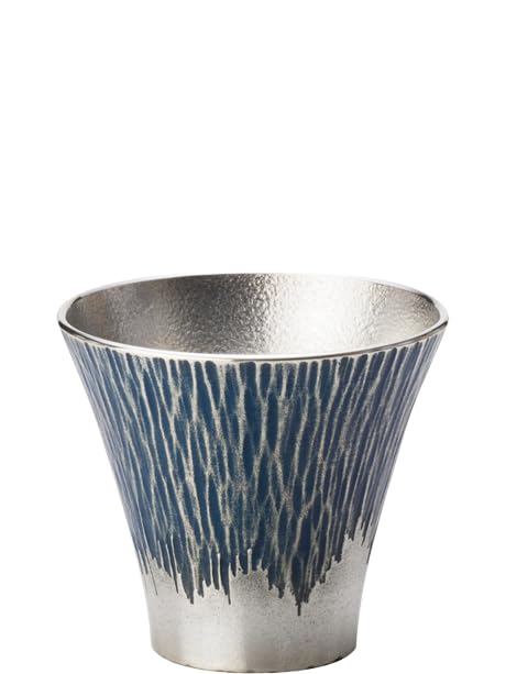 Osaka Suzuki Sake Cup, Handmade from Pure Tin, Perfect as a Gift for People in Their 30s and 40s, Mt. Fuji Design, Blue (fug-b)