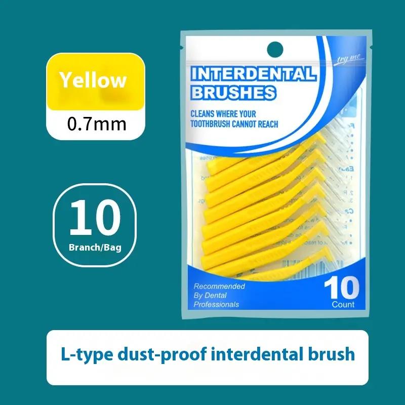 10pcs/bag L Type Between Teeth Brush Teeth Cleaning Brush Gap Tooth Brush Portable Interdental Brush Interdental Cleaning Tool