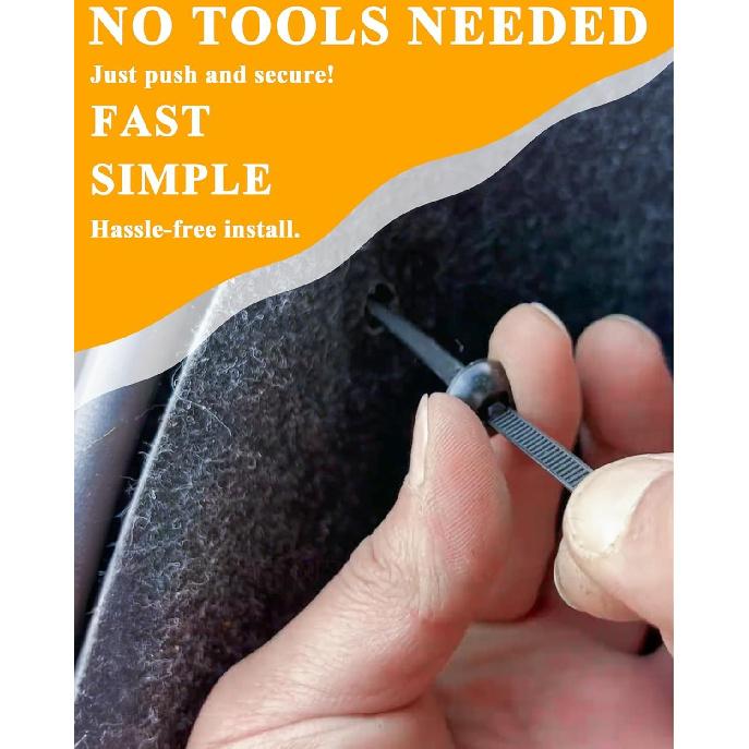 50 PCS Nylon Universal Cable Tie Buckles For Car - Automotive Zipper Clips, Plastic Rivets, Grip Auto Zip Tie Buckles, DIY Snap-Fit Ziptie Bumper