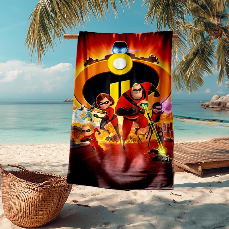 Ultra-Soft Beach Towel with The Incredibles Theme,Ideal for Pool - Camping, Diving - Perfect Travel Essential, Vibrant Beach Towel.