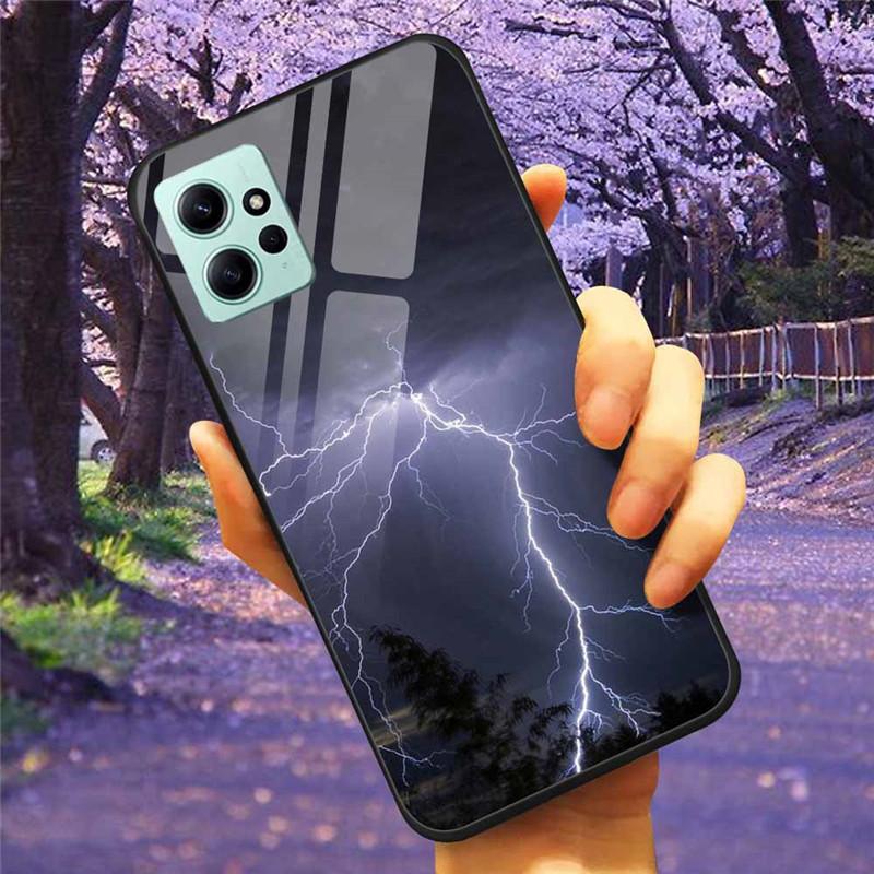 For Xiaomi Redmi Note 12 4G 2023 Case Tempered Glass Starry Marble Hard Back Protective Cover for Redmi NOTE 12 Note12 4G Global