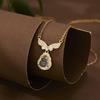 S925 Sterling Silver Inlaid Quartzite Jade Angel Wing Necklace Women's Light Luxury Gourd Pendant Temperament Collarbone Chain